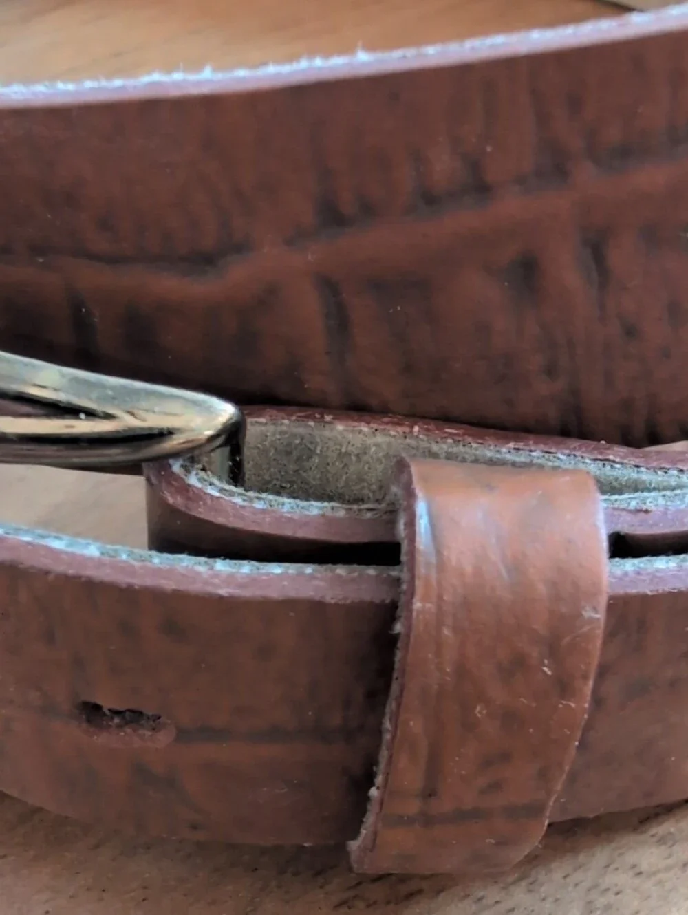 1980s Classic Brown Leather Belt with Brass Buckle